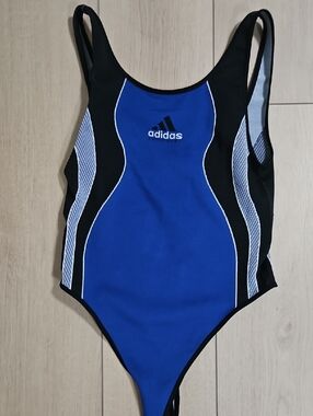 adidas Royal Blue and Black Athletic One-Piece Swimsuit Size Large